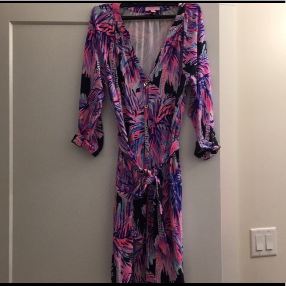 Lilly Pulitzer Wrap Dress Bayliss Palm-tree print
